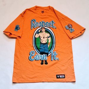 WWE John Cena Respect Earn It Never Give Up Graphic Tee Sz Med. New